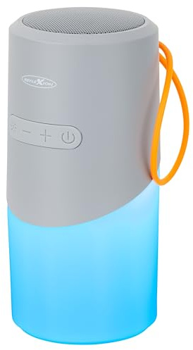 Reflexion BTX705 Bluetooth-högtalare grå med LED-ljus | Trådlös musikbox med 40 W ljud, IPX-skydd och microSD-plats | USB-C, 3 timmar Uppspelning | Kompakt och bärbar