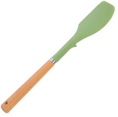 IWOWHERO Spatule à Pâtisserie Petite en Silicone Alimentaire Manche en Bois Racloir Flexible Résistant à la Chaleur Ustensile Cuisine Antiadhésif pour Mélanger Racler et Cuire