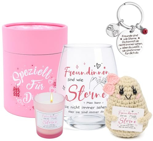 Aitsite Geschenke für Beste Freundin, Weingläser Geburtstagsgeschenk für Frauen Freundschaftsgeschenke Dankeschön Geschenk Weinglas Personalisierte Geschenke für Freundinnen Kollege 450ml
