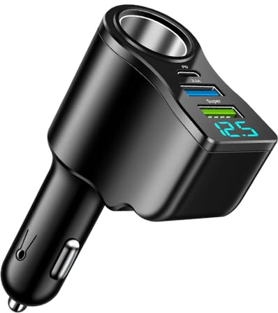 4 In 1 Cigarette Lighter USB Charger, Car Charger 4 Ports 66W PD&QC3.0 USB Fast Charging and Type C, Adapter Socket 12/24V Car Accessories for Men Women, Compatible With Phone GPS Dash Cam