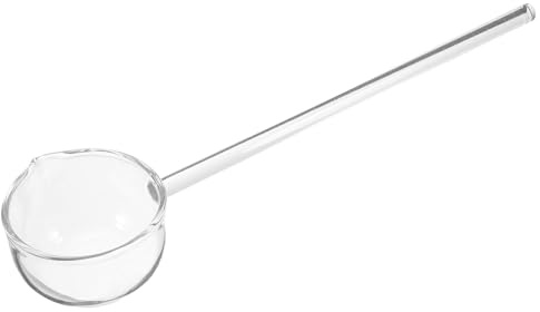 Baluue Louche à Dessert en Verre Transparent Long Manche et Bec Incliné – Cuillère à Café en Verre Réutilisable pour Sauce, Punch et Pâtisserie – Ustensile de Service Polyvalent Cuisine