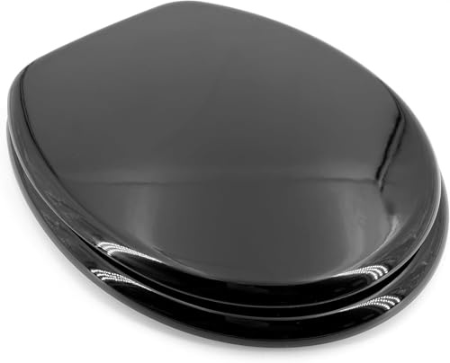 ADOB WC Sitz Klobrille Holzkern Farbe Schwarz, extrem stabil, messing verchromte Scharniere, WC-Brille WC-Deckel, 85101