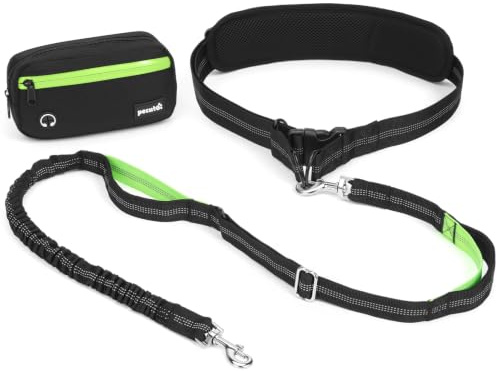 pecute Joggingleine Hunde Mit Bauchgurt für kleine 5-15kg | Hundeleine zum Joggen Multifunktional Freie Kombination| wasserdichte Bauchtasche, Stoßdämpfendes Bungee, Dick Doppelgriffe