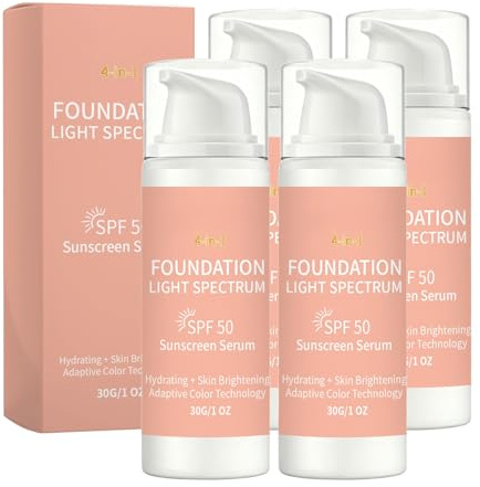 Colour Changing Liquid Foundation, SPF 50, Facial Makeup Base, High Corrective Capacity, Makeup Coverage, Long-Lasting Waterproof and Sweatproof, Suitable for Many Skin Types, 30G (4 PCS)