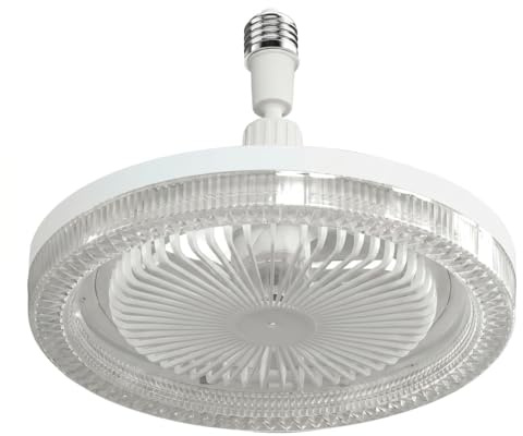 Ameble Ventilatore a Lampadina Luce con Telecomando 3 LED Che cambiano Colore 7 Pale silenziose aromaterapia E27 avvitabile Bianco ventilatori da soffitto da 10 24 Pollici con luci Ventilatore da so
