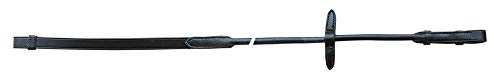 Rênes BR en cuir ronds 16 mm + bouchon/boucle ronde, noir, Full