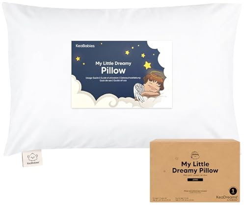 KeaBabies Kleinkindkissen mit Kissenbezug, Jumbo, 35,6 x 50,8 cm, weiche Bio-Baumwolle, Kleinkindkissen zum Schlafen, maschinenwaschbar, perfekt für Reisen, Kleinkind-Bettwäsche-Set (weiches Weiß)