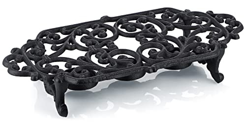 MOLIGOU Cast Iron Teapot Warmer, Teapot Warmer Stand with 3 Tealight Candle Holders, Teapot Heater Base