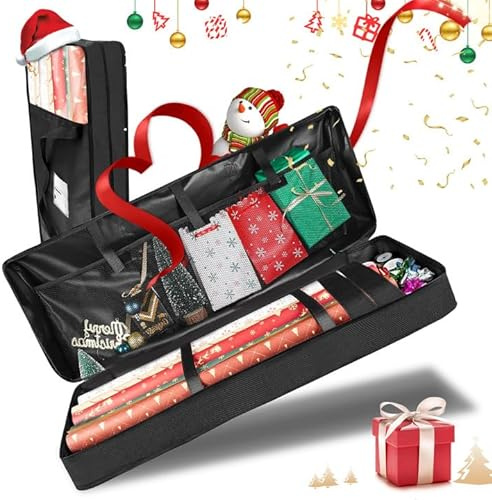 MOKIDO Weihnachten wickeln Veranstalter, Geschenkpapier Veranstalter, hält bis zu 24 Rollen von Weihnachten Geschenkpapier, große Kapazität Veranstalter, 1pc (32,28 * 13,38 * 5,12 Inches)
