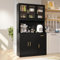 VOWNER Küchenschrank, Küchenbuffet, Vitrinenschrank, Buffetschrank, Mehrzweckschrank, Hochschrank mit 5 Schränken, Verstellbaren Ablagen, Spanplatte, 100 x 40 x 181cm, Schwarz