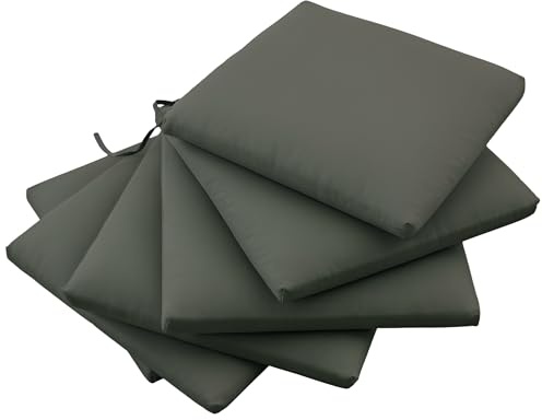 Outsunny Lot de 6 Coussins de Chaise de Jardin - Coussin Chaise extérieur Rembourrage 3 cm Tissu Polyester dim. 42L x 42l cm Gris foncé