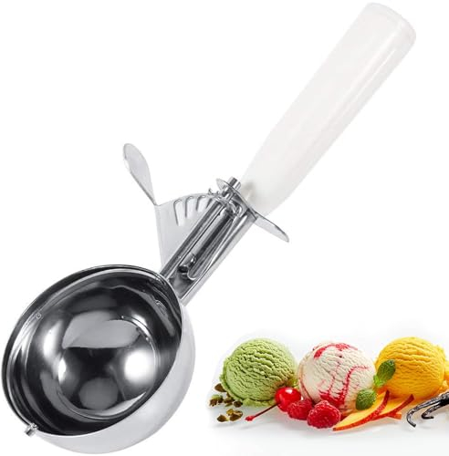 1 Pezzi Cucchiaio Alimentare di Gelato, Cucchiaio per Gelato in Acciaio Inossidabile, Cucchiaio da Gelato con Manico in Plastica, per Gelato, Pasta per Biscotti, Sorbetto, Acqua