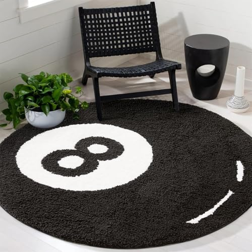 Figarge Badematte Billard 8 Ball Teppich rutschfeste Anti-Schimmel-Matte 60 x 60 cm Y2K Wasserabsorbierende Matte Ultraweiche Mikrofaser Badteppich Coole Teppiche Raumdekoration Zubehör (Schwarz)