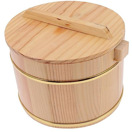 TINEASUR Holzgedämpfter Reis-eimer Mit Abdeckung Für Vielseitige Lagerung Für Servieren Von Reis Tofu Und Sushi Im Haushalt Oder Restaurant