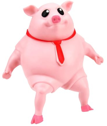 wueiooskj Anti Stress Spielzeug, elastisch, rosa Schwein, entspannend und angenehm zu berühren beim Drücken, Schwein, TPR, Stressabbau Spielzeug, Quetschspielzeug , 9*9cm