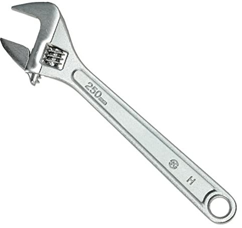 DRAAK Adjustable Wrench 10 Inch 250mm with Wide Caliber Opening Plumbing Spanner Heavy Duty Professional Quality Hand Tool