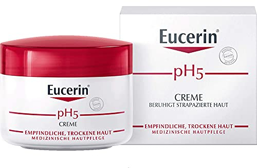 Eucerin pH5 Crema 75 ml, Crema idratante viso e corpo per un'idratazione a lunga durata e una pelle più forte, Formula idratante e multiuso con Dexpantenolo e Glicerina per pelle secca e sensibile