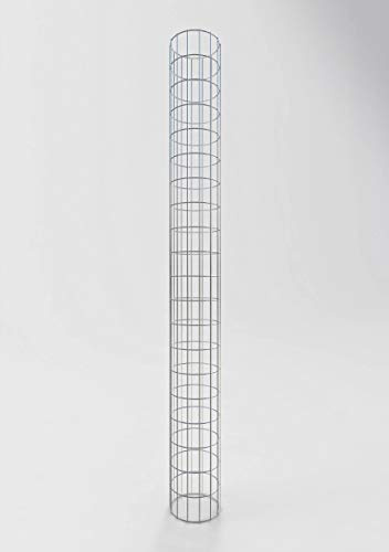 GABIONA Colonne à gabion ronde galvanisée à chaud, 22 cm de diamètre, 200 cm de hauteur, mailles 5 cm x 10 cm