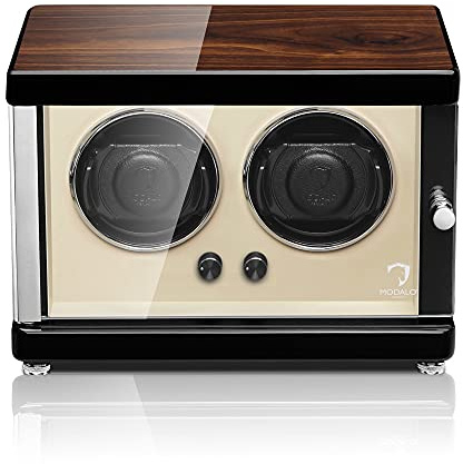 MODALO Uhrenbeweger (Watch Winder) Ambiente MV4 für 2 Uhren Walnuss-Holz Design…
