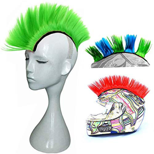 3T-SISTER Helm Mohawk Perücke für den Skihelm, Snowboardhelm, Kinderskihelm, Kinderhelm, Motorradhelm, Fahrradhelm - auffälligere Helm-Aufkleber, Helmdeko für Kinder und Erwachsene (Light Green)