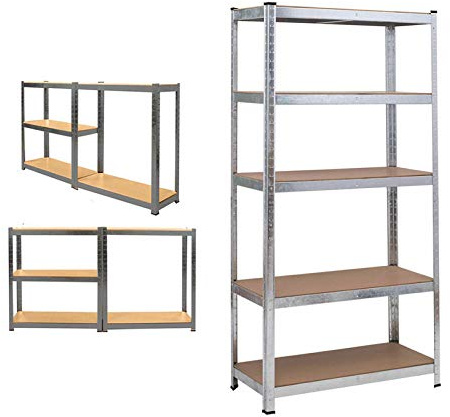 Schwerlastregal Lagerregal 5 Böden Metallregal Kellerregal Steckregal 875 kg belastbar Regal Werkstattregal Werkbank Garagenregal (Verzinkt, 200x100x50cm)