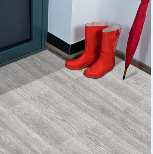 BUSY BEE 44 Self Adhesive Vinyl Grey Wood Effect Floor Tiles for Bathroom & Kitchen