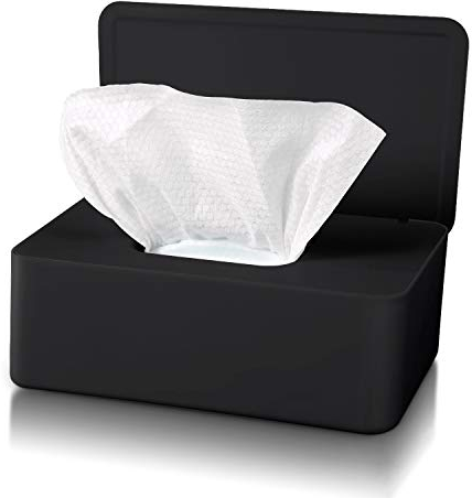 Feuchttücher Box mit Deckel,Staubdicht Taschentuchbox,Servietten Aufbewahrungskoffer,Taschentuchspender für Zuhause Büro Auto (Schwarz)