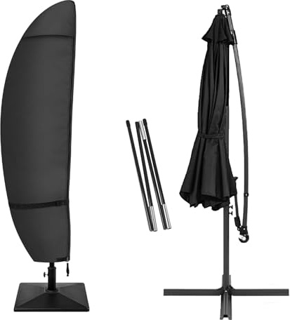 Porch Shield Patio Umbrella Cover - Outdoor Waterproof Garden Offset Banana Parasol Cover Fits Cantilever Offset Umbrella 12-14 Feet, Black