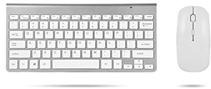 Wireless-Tastatur und -Maus, Wireless-Maus- und Tastatur-Kombination mit Scissor Switch-Tasten, 2,4-GHz-USB-Funktastatur für Laptop, Computer, PC, Tablet, Desktop, IOS/OS X PC Win XP/7/8(Silber)