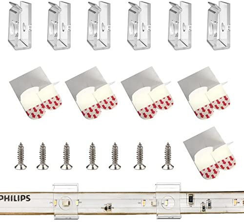 CTSGC Hue LED Strip Light Clips,Light Hooks for Party Release Cable and Fairy Lights Easily.Perfect 14-15mm Width Brackets Indoor Outdoor. (36-Clips, 40-Strips,36-Screws)