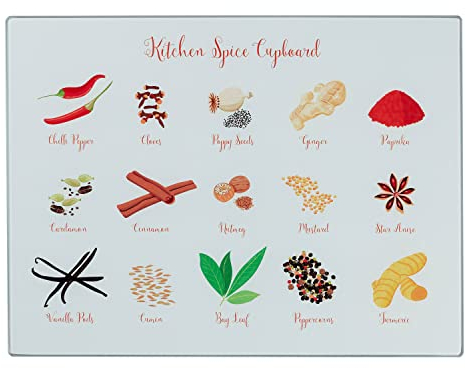 Tala Spice Design Toughened Glass Chopping Board and Work Top Saver, Non-Slip Multi-Functional Tool for Protecting Work Surfaces While preparing Foods, Measures 30cm x 40cm, Berry