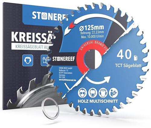 Sågblad 125 x 22,23 - Cirkelsågblad [inkl. adapter till borrning 20 &16 mm], kompatibel med vinkelslip från Bosch, Makita etc. - Sågblad cirkelsåg, nagelsäker - för trä