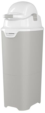 Foundations Tall Diaper Pail with Airtight Lid - Durable & Odorless Diaper Disposal, Large Capacity, Holds up to 60 Newborn Diapers, Refill with Any Bags, Baby Registry Gift - Gray (9612057)