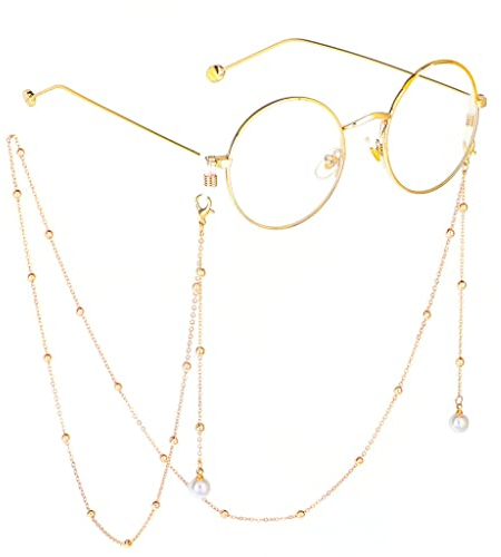 Gold Perle Bunte Clip-on Bead Brillenkette Metallkette Brillenkette (D