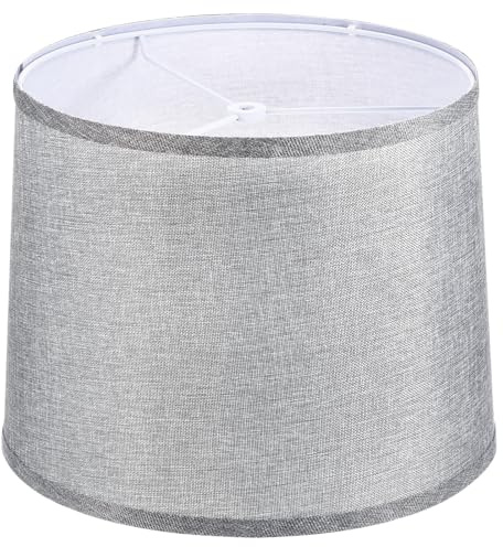 PATIKIL Lamp shades for Table Lamps 11.4 Top x 12.6 Bottom x 9.8 High Drum Lamp shades for Floor Lamps Medium Linen Lampshade Easy Assembly for Lamp Replacement, Gray
