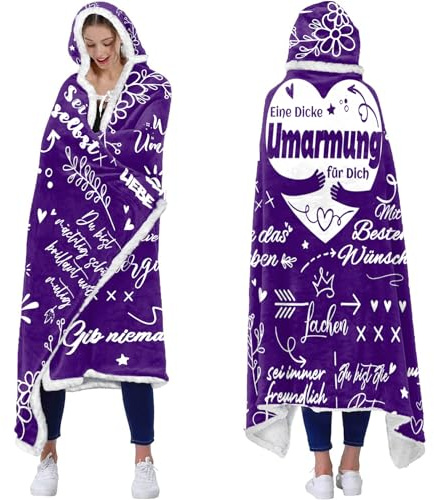 Beste Freundin Geschenke, Umarmung Decke mit Ärmeln Komfort-Stil Lila | Geschenk Freundin Geburtstag, Geschenke für Freundin Frauen Schwester Mama zum Weihnachten Geburtstag