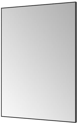 Wandspiegel Schwarz Metall Badezimmer Spiegel Badspiegel Hängespiegel 50 x 70 cm Eckig Wohnzimmerspiegel Aluminiumrahmen Badezimmerspiegel Flurspiegel für Schlafzimmer Industrie Design Black style