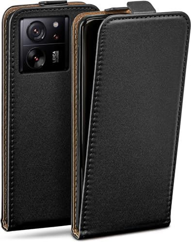 moex Flip Case für Xiaomi 13T / 13T Pro Hülle klappbar mit 360 Grad Schutz, Handyhülle mit Displayschutz, PU Leder Handytasche Lederhülle, Flip Case Cover Klapphülle, Schwarz