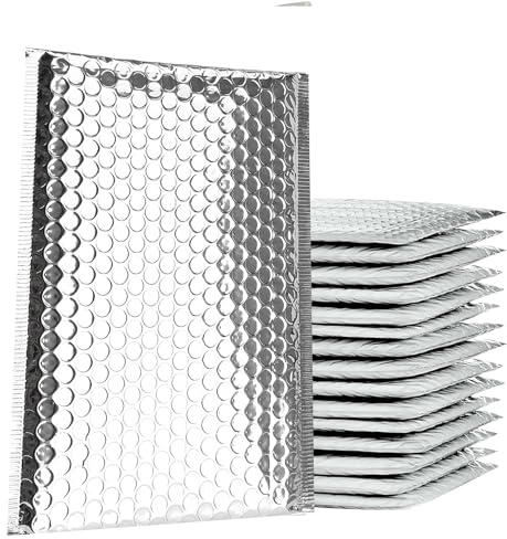 NaXew Padded Envelopes A4, with Easy Peel & Seal Poly Bubble Mailer Bags Postal Wrap Envelope Cushioned Protective Packaging 220 x 340 (Silver A4, 10pcs)