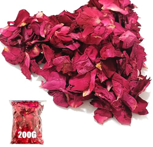 Blütenkonfetti Hochzeit, 100% Blütenblätter 200g, Natürliche Getrocknete Rosenblätter Biologisch Konfetti Rose für Geburtstag Vorschlag Party Feiern -umweltfreundlich und Abbaubar
