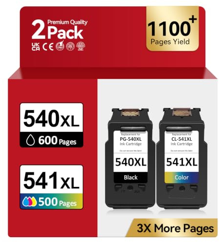 INKYEAH 540 and 541 Ink Cartridges XL, PG-540 / CL-541 XL Ink Replacement for Canon Ink Cartridges 540 and 541, Printer Ink 540 541 XL for PIXMA TS5150 TS5151 MX475 MG3650s MG3600 MG3650 MG4250 MG3200