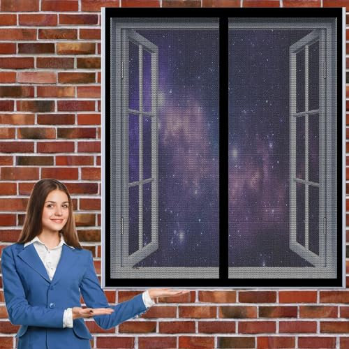 Magnetic Fly Screen Door 122 x 92 cm(48 x 36inch) Magnetic Fly Insect Insect Screen Mesh Mosquito Door Curtain Insects Out Mosquito for All Kinds of Window, Black