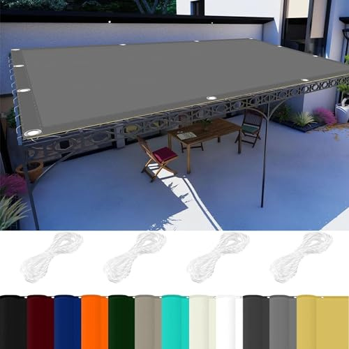 Sonnensegel Wasserdicht 3.3 x 3.4 m 98% UV Schutz Sonnensegel Schattierungsnetz mit Ösen Und Kordel,Ohne Bohren für Garten Balkon Terrasse Camping, Hellgrau