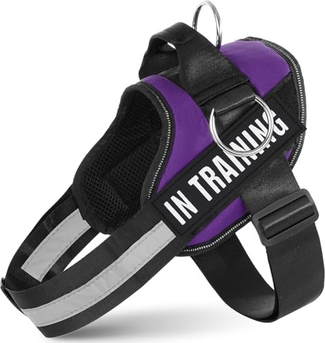 JUSTYEZI No Pull Dog Harness, Adjustable Assistance Service Dog Vest with Buckle, Reflective No-Choke Pet Vest Puppy Harness with Easy Control Handle for Training