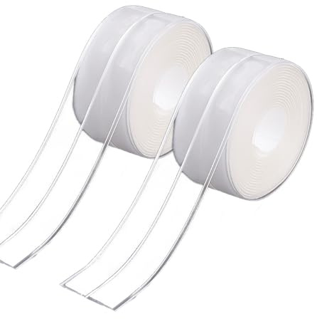 Yuexitech 2 Rollen Dichtungsband Selbstklebend，Wasserfest Fugenband Selbstklebend Anti-schimmel，Selbstklebendes Dichtungsband Dusche Für Küche,badezimmer, Toilette, Wandecke (3.2m * 38mm Transparet)