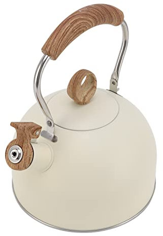 TechZyrion Bouilloire sifflante en Acier Inoxydable de 2,5 litres avec poignée, Grande capacité, Convient for cuisinière électrique, cuisinière à gaz (Noir)(Beige)