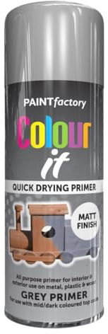 AlezyB - Grey Primer 400ml All Purpose Spray Paint | Use on Metal, Wood, Plastic and Multipurpose Aerosol Professional Quality Perfect Finish, for Interior Exterior and Excellent Coverage