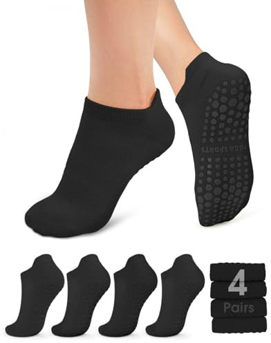 yeuG Pilates Socks for Women Non Slip Grip Socks Ankle Grippy Yoga Socks for Ballet, Pure Barre, Dance, Barefoot Workout