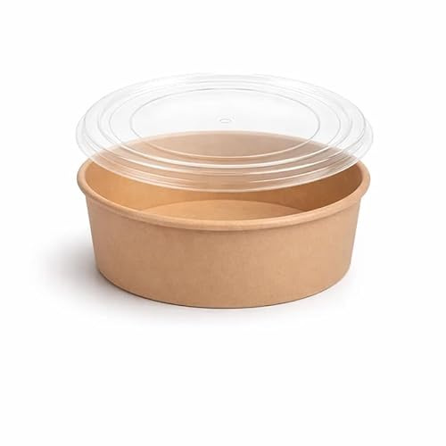 Arredo Chef Bol Salade Kraft à Emporter, Jetable, Lot de 50 Pièces (Couvercle en PP, 550 ML)