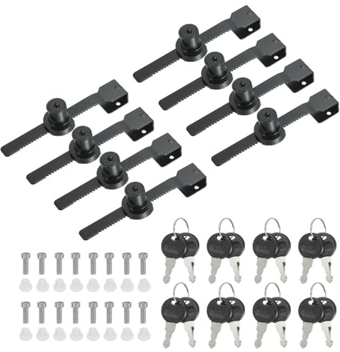 PATIKIL 8 Stück Schiebetürschloss aus Glas Vitrinenschloss Schwarz | Mit Chrom-Finish Ratschenschloss, Glas-Türschloss, gleichschließendes, Kein Bohren, Für 5-10mm Glastür